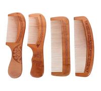 Baluue 4pcs Peach Wood Hair Comb Set Anti-static Massage Comb for Detangling and Styling, Natural Wooden Material with Wide Teeth for Wavy and Curly Hair Care