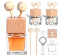 Baluue 4pcs Perfume Bottles Car Aroma Bottle 8ml Glass Wooden Material Classic Shape Appearance Good Sealing Not Easy to Leakage for Dressing Tables