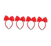Baluue 4pcs Red Bowknot Headbands for Boys and Girls Handmade Big Bow Hair Hoops Headwear for Girl's Day and Birthday Parties Comfortable Fit for All Hair Types