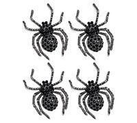 Baluue 4pcs Retro Chic Spider Brooch Pins for Garments and Hats, Black Zinc Alloy Rhinestone Lapel Pins with Long-term Use and Fade-resistant Features