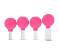 Baluue 4pcs Rubber Head Vacuum Cupping Cups Kit Household Cupping Therapy Massage Cups for Body Massager and Facial Skin Lifting