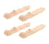 Baluue 4pcs Solid Wood Decorative Furniture Appliques European Style Carved Wood Corner Onlay for Cabinets Doors Easy Install Natural Woodcarving Flower Patterns for Home