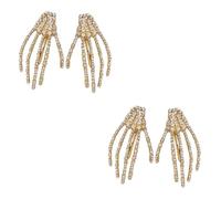 Baluue 4pcs Sparkly Rhinestone Hand Hair Clips Gothic Clip for Women Halloween Party Accessory