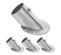 Baluue 4pcs Stainless Steel Wardrobe Rail End Brackets 90 Degree Corner Mount Clothes Closet Rod Support Bracket Silver Metal Flange Holder for Hanging Rods