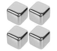 Baluue 4Pcs Stainless Steel Whiskey Stones Set, Food-Grade 304 Metal Ice Cubes for Chilling Whiskey, Beer, and Wine, Reusable Drink Cooling Cubes for Bar and Home Use