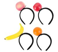 Baluue 4pcs Tropical Fruit Headbands Set for Women Orange, Apple, Banana, Peach Design Costume Party Accessory for Hawaiian Luau and Events