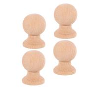 Baluue 4pcs Unfinished Solid Hardwood Decorative Wood Finial Toppers Roman Style Wooden Ball Finials for DIY Furniture Home Decor Curtain Rod End Caps Small Wooden Ornaments for Chair