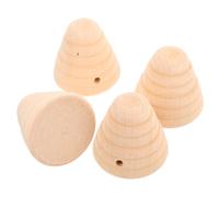 Baluue 4pcs Unfinished Wood Honeycomb Mini Beehive Model, Natural Wood Beehive Motif Decor for Tiered Tray and Bee Party Decoration, 4.5cm Height X 4.8cm Base Width, Rustic Home Table