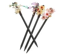 Baluue 4pcs Vintage Chinese Style Hair Chopsticks Flower Decor Elegant Decorative Hair Sticks for Women for and Traditional Attire