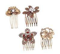 Baluue 4pcs Vintage Leaf Hair Combs for Women Elegant Headdress Accessories for Weddings Celebrations and Special Occasions and Delicate Design