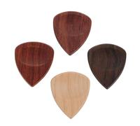 Baluue 4pcs Wooden Guitar Plectrums Triangular Picks Set with Brazilian Rosewood, African Rosewood, Maple for Acoustic and Bass Guitar Practice Accessories