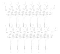 Baluue 50 Crystal Branches Christmas Tree Picks Beaded Flower Branch Bridal Bouquet Holders Drop Flower Pearl Sticks Picks for Flowers Faux White Acrylic Bride Beading Stick