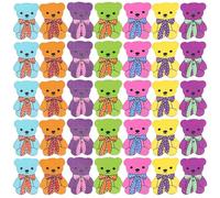 Baluue 50Pcs Cartoon Bear Pattern Wooden Buttons for Sewing DIY Clothing Crafts, Retro Style Painted Wood Buttons for Coat and Overcoat Decoration, Colorful Craft Embellishments
