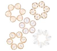 Baluue 50pcs Faux Pearl Sewing Buttons for Clothing Round Craft Accessories Plastic and Metal Mix for Shirt Suit Cheongsam Decoration DIY Garment Closure Kit