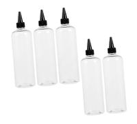 Baluue 5pcs 500ml Pet Refillable Pointed Mouth Applicator Bottles for Hair Dyeing and Essential Oils, Long Shoulder Design Hair Dye Bottles with R24 Black Caps for Precise Application