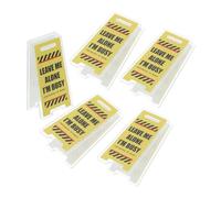 Baluue 5pcs Acrylic Double-Sided Memo Holder Stand for Desk Funny Warning Sign Clip Compact Office Organizer for Notes and Cards Desk Accessory for Coworkers and Team Pranks