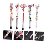 Baluue 5pcs Cartoon Makeup Fairy Fiber Brush for Women Girls Eyeshadow Eyebrow Lips Cosmetics Makeup Brush Synthetic Fiber Skin-friendly Special Pattern