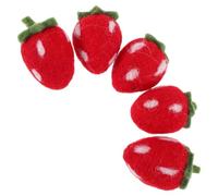 Baluue 5pcs DIY Wool Felt Strawberry Craft Supplies Handmade Felt Fruit Ornaments for Birthday Party Decorations Shower and Strawberry Theme DIY Jewelry Making