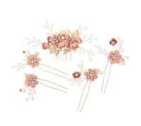 Baluue 5pcs Hair Ornament Bride Hair Clips for Wedding for Bride Pink