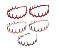 Baluue 5Pcs Leopard Pattern Comb Hair Hoop Plastic Sharks Tooth Hair Band Unisex Toothed Headwear for Women Men Scalp Massage Non-slip Accessory for Makeup and Face Washing Random Color