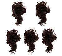 Baluue 5pcs Messy Bun Hairpiece for Women Curly Synthetic Chignon Elastic Band for Weddings Parties and Daily Wear Adds Volume Fullness to Hair Buns Deep