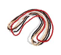 Baluue 5Pcs Natural Wood Beaded Necklace Set with 8Mm Round Beads, Tribal Style Wooden Necklaces for Men and Women, Rustic Boho Hip Hop Accessories in Red, White, Black, Natural, and