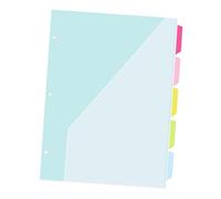 Baluue 5pcs Plastic Binder Dividers with Punched Flexible Dual-Side Pockets Tab Index Dividers for School and Office Organization PP Material for Document Protection