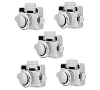 Baluue 5pcs Push Button Locks Chrome Plated Cabinet Door Catch Locks for Doors Keyless Flexible Button Catch Latch for Camper Van Rv Motorhome