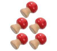 Baluue 5PCS Red Wooden Mushroom Memo Clip Holders - Mini Tabletop Photo and Note Card Stands for Desk Organization, Wedding Table Place Card Clips, Cute Kawaii Office Decor