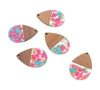 Baluue 5pcs Resin Wood Water Drop Dangle Pendants Lightweight Teardrop Charms for DIY Jewelry Making Supplies Earrings Craft Findings