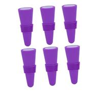 Baluue 6 Pcs Reusable Silicone Wine Stoppers with Stainless Steel Bottom Purple Wine Bottle Saver Caps for Airtight Seal for Home Bar and Club Use