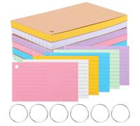 Baluue 6 Pcs Small Lined Index Cards with Ring Portable Notepad Double-Sided Ruled Flash Cards for Study Revision Cover Multi-Color Learning Aid