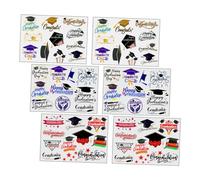 Baluue 6 Sheets Graduation Stickers Art for Celebrations Temporary for All Ages Includes Caps Stars Diplomas and Certificates present for Graduates