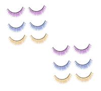 Baluue 6pairs Kiss Lashes Eyelashes Cluster Lashes for Halloween Cosplay Nightouts Curved Tips Reusable Trimable Performance Eyelashes