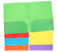 Baluue 6pcs A4 Colorful Plastic Two-Pocket File Folders with Prongs, Letter Size Bulk Student Folder Set for Office and School Document Organization