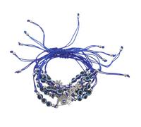 Baluue 6pcs Adjustable Evil Eye Beaded String Bracelet for Women and Men, Blue Color with Metal and String Material, Versatile Styling Choices for Daily Wear and Festivals, Protective Eye