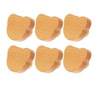 Baluue 6pcs Bear Head Wooden Cabinet Knobs for Cupboard and Drawer, Safe and Reusable Cartoon Shaped Handles, Exquisitely Polished Wood, for Decorating Furniture a Beautiful Look