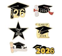 Baluue 6pcs Graduation Cap and Diploma Lapel Pin Brooches for 2026 Graduation Season Zinc Alloy Material Elegant Style and School Celebrations