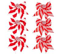 Baluue 6pcs Large Peppermint Stripe Bow Red White Candy Cane Tree Bow Decorations Reusable Wire-Edge Christmas Wreath and Garland Ornaments for Holiday Mailbox Mantel Window Display