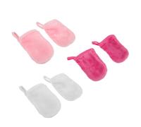 Baluue 6pcs Makeup Remover Facial Cleaning Gloves Soft Breathable Face Cleaning Tool for Makeup Removal Travel-friendly Washable and Reusable for Skin Types White Rose Red