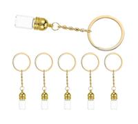 Baluue 6pcs Mini Glass Wishing Bottle Keychain Charm Metal Lids for Travel Perfume Storage and DIY Crafts