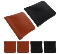 Baluue 6pcs Mini Portable Makeup Bags for Purse Self-Closing Small Organizer Pouches 12x11.3cm, Waterproof Pocket Cosmetic Bags for Travel and Jewelry Storage, Black Earth Brown