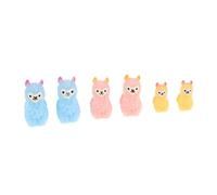Baluue 6pcs Mini Resin Alpaca Figurines for Micro Landscape DIY Projects Adorable Small Animal Ornaments in Blue Pink Yellow Space-saving Decorative Miniatures for Succulent Pots and Desk