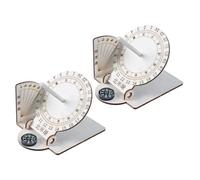 Baluue 6pcs Sundial Clocks for Teaching , Ancient Clock with Compass, Wooden Sundial Model DIY Assembling Solarium Model for Education Supply, Home Ornament, 10.5x8.5cm
