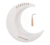 Baluue 7-string Moon Shaped Lyre Harp with Wooden Strings and Tuning Wrench, Portable Crescent Lyre for Beginners, Music Learning Harp Instrument for Home and Travel