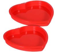 Baluue 8 Inch Heart Shape Cake Pan Set 2Pcs Non-Stick Silicone Baking Moulds for Cakes Brownies Muffins Flexible Heat Resistant Tins for Oven Microwave Freezer Use