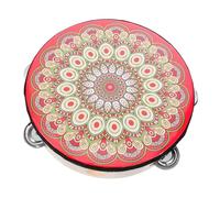 Baluue 8-inch Red Peacock Single-row Hand Held Tambourine Drum, Percussion Musical Instrument for Boys and Girls and Adults, Suitable for Church Worship and Dance Performance