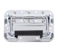 Baluue 8mm Chrome-Plated Spring-Loaded Folding Handle for Flight Case Toolbox Chest, Heavy Duty Aircraft Case Pull Handle with Surface Mount for Industrial Cabinets and Trunks