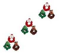 Baluue 9pcs Christmas Hair Scrunchies for Women Elastic Hair Ties Festive Designs Holiday Accessories for Girls Adorable Santa Tree and Reindeer Styles