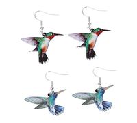 Baluue Acrylic Bird Earrings Set 2 Pairs Hummingbird Dove Eagle Owl Parrot Drop Earrings Girls Ear Decor for Party and Daily Wear